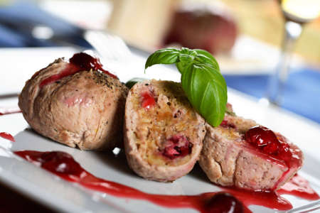 Veal with cherries dressingの写真素材