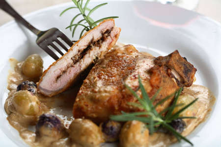 Cutlet with grapesの写真素材