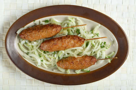 Oven pork on the stickの写真素材