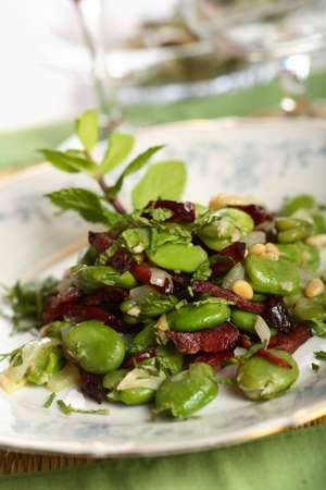 Salad made from beans and salamiの写真素材