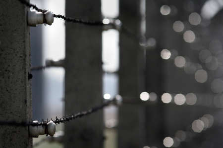 Barbed concrete around prison in the sunny dayの写真素材