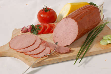 Smoked ham and vegetablesの写真素材