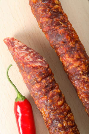 Chili and sausageの写真素材