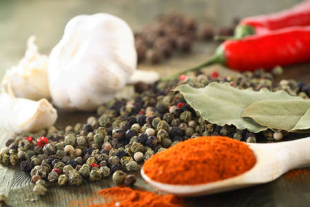 Pepper, chili and garlicの写真素材