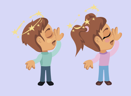 Boy and Girl with Fainting Symptom.のイラスト素材