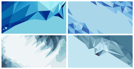 Blue polygon abstract geometric background setのイラスト素材