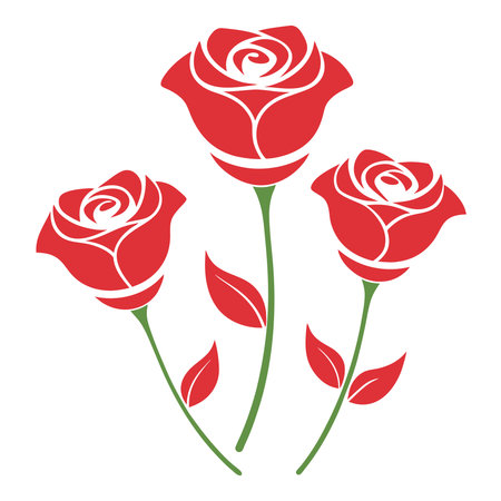 Red roses isolated on white background. Vector illustration for your design.のイラスト素材
