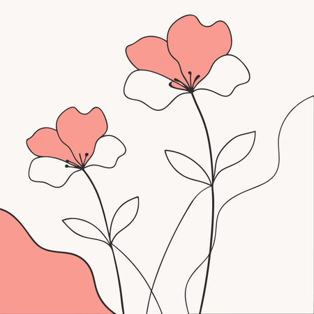 Floral background with hand drawn flowers and leaves. Vector illustration.のイラスト素材