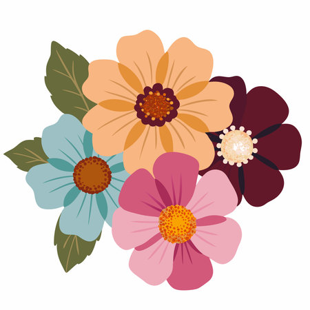 cute flowers design, vector illustration eps10 graphic flat styleのイラスト素材