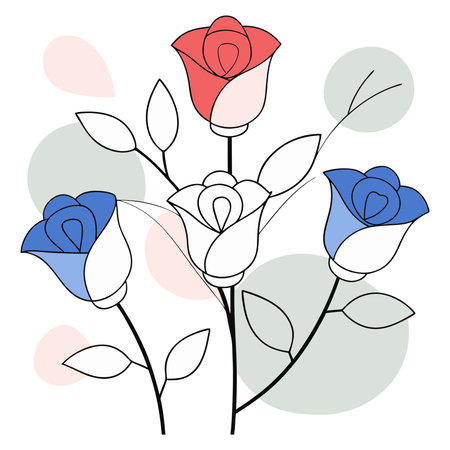 Hand drawn rose and leaves. Vector illustration in doodle style.のイラスト素材