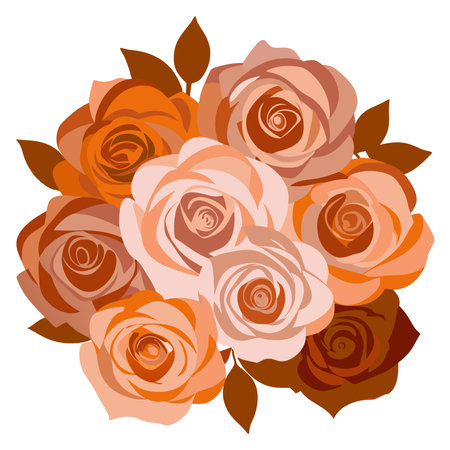 Vector illustration of a bouquet of orange roses on a white backgroundのイラスト素材