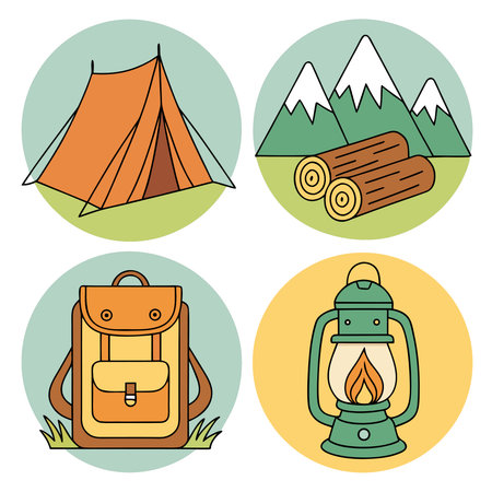 camping icons design, vector illustration eps10 graphic  designのイラスト素材