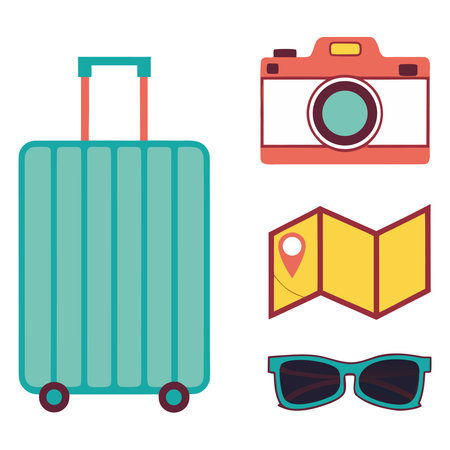 Set of travel icons. Vector illustration in flat style. Isolated on white background.のイラスト素材