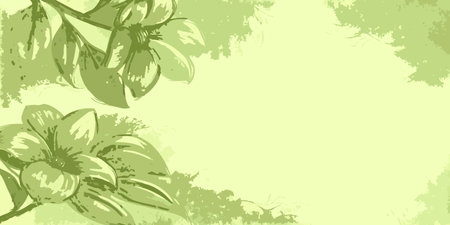 Floral background with orchids and leaves. Vector illustration.のイラスト素材