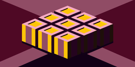 Isometric cube with abstract background. Vector illustration in flat style.のイラスト素材
