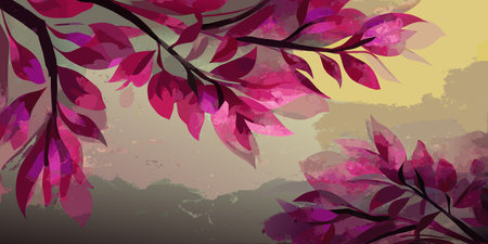 Vector floral background with pink flowers and leaves. EPS10 vector.のイラスト素材