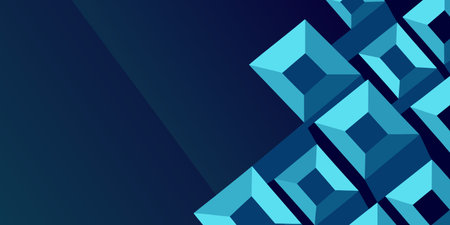 Abstract geometric background with blue cubes. Vector illustration for your design.のイラスト素材