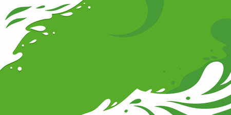 Abstract green background with splashes and drops of paint. Vector illustrationのイラスト素材