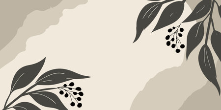 Abstract floral background with leaves and branches. Hand drawn vector illustration.
