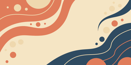 Abstract background with hand drawn waves and circles. Vector illustration for your designのイラスト素材