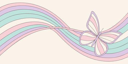 abstract background with butterfly and rainbow in pastel colors, vector illustrationのイラスト素材