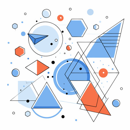Abstract geometric background with blue and orange elements. Vector illustration for your designのイラスト素材