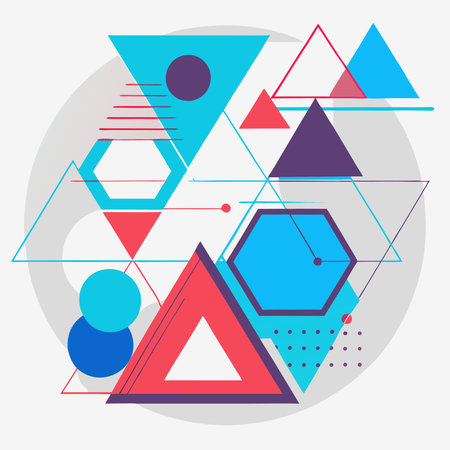 Abstract geometric background with triangles, circles and lines. Vector illustration.のイラスト素材