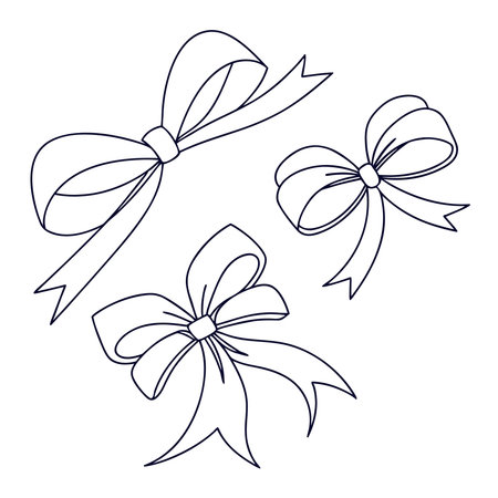 Set of hand drawn bows isolated on white background. Vector illustration.のイラスト素材