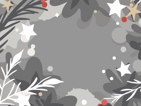 Christmas background with fir branches and snowflakes. Vector illustration.のイラスト素材