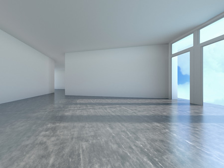 Empty room with window shadowの写真素材