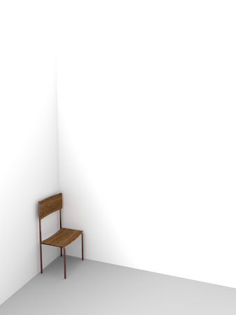 wood chair in room , 3d renderingの写真素材