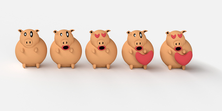 cute funny pig ,3D renderingの写真素材