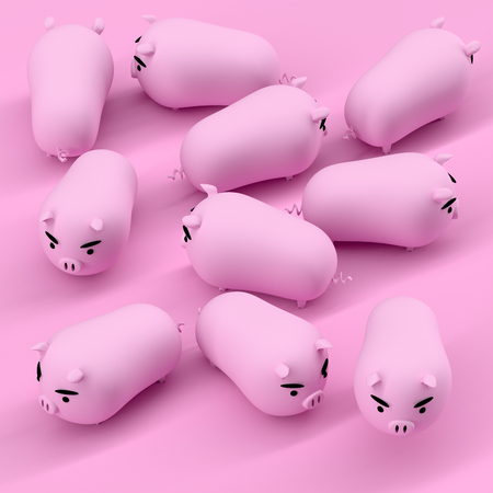 cute funny pig ,3D renderingの写真素材