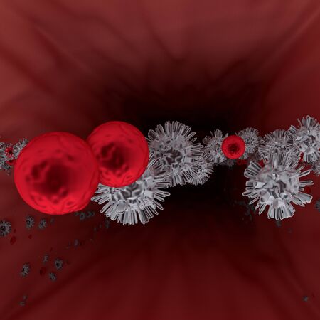 white blood cells and red blood cells ,3D rendering