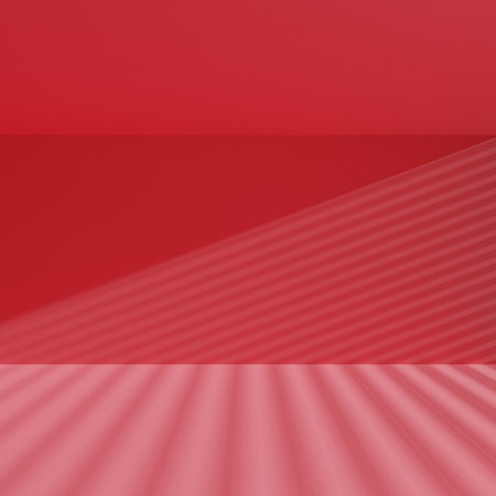 red empty room with window shadow, 3D renderingの写真素材