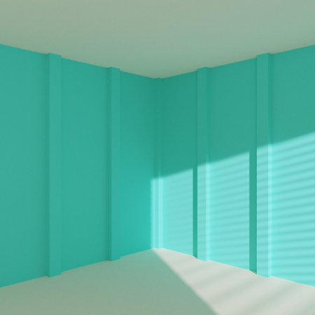 empty room with window shadow, 3D renderingの写真素材