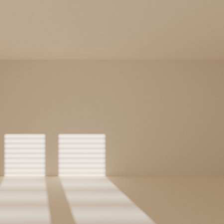 brown empty room with window shadow, 3D rendering