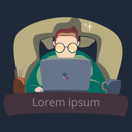 vector illustration of human working on laptopのイラスト素材