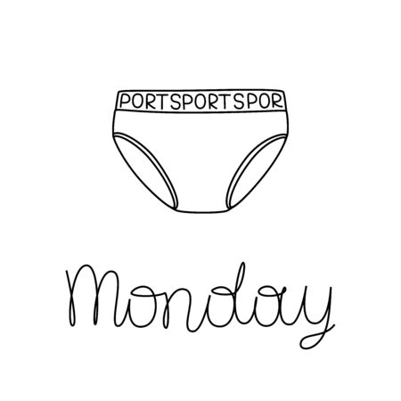 Vector illustration of sports underwear with lettering Monday. Weekly underpants.のイラスト素材