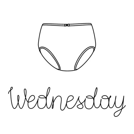 Vector illustration of high waisted panties with lettering Wednesday. Weekly underpants.のイラスト素材