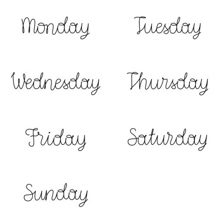 Vector set with weekday names. Handwritten lettering.のイラスト素材