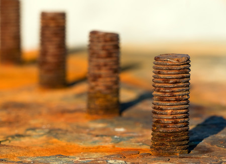 old rusty bolts close-upの写真素材