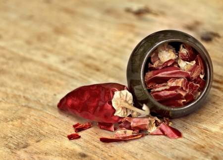 closeup of dried, crushed, chilliの写真素材