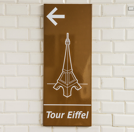 eiffel tower signboardの写真素材