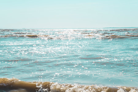 beautiful sea and blue sky - retro vintage style film effect pictureの写真素材