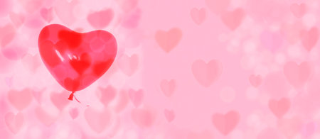 Valentine's day background with heart shaped balloons and hearts.