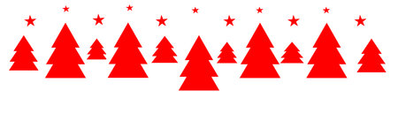 Christmas trees with red stars on a white background. Vector illustration.のイラスト素材