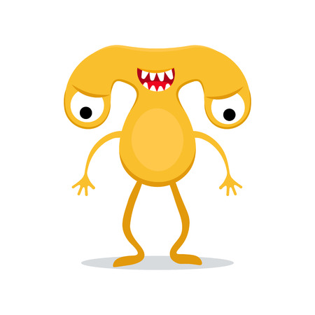 Funny colorful monster icon on white background. Cute cartoon monster character.のイラスト素材