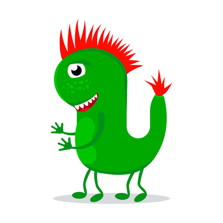 Funny colorful monster icon on white background. Cute cartoon monster character.のイラスト素材