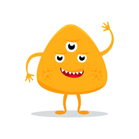 Funny colorful monster icon on white background. Cute cartoon monster character.のイラスト素材